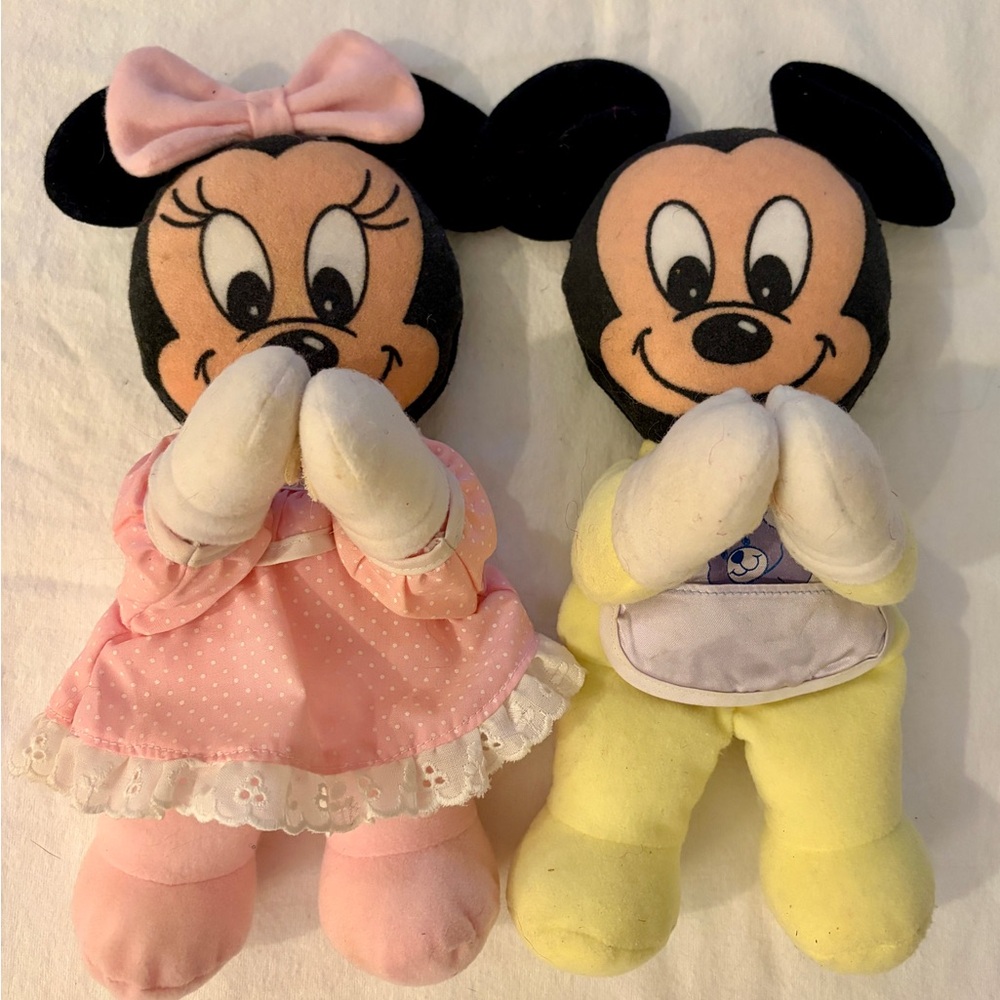 Baby Mickey Minnie Mouse Set 1984 Mattel Disney Soft Pals Plush Squeak Doll